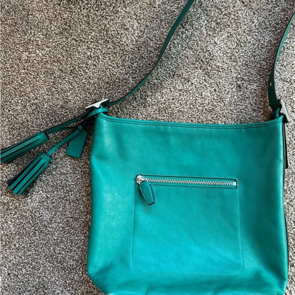Coach Teal Leather Shoulder Bag - Picture 12 of 16